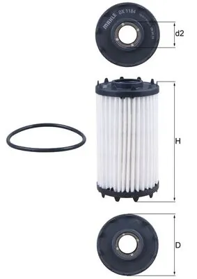 Filtru ulei MAHLE OX 1184D — AUDI Q8 (4MN, 4MT) 55 TFSI Mild Hybrid quattro 2025