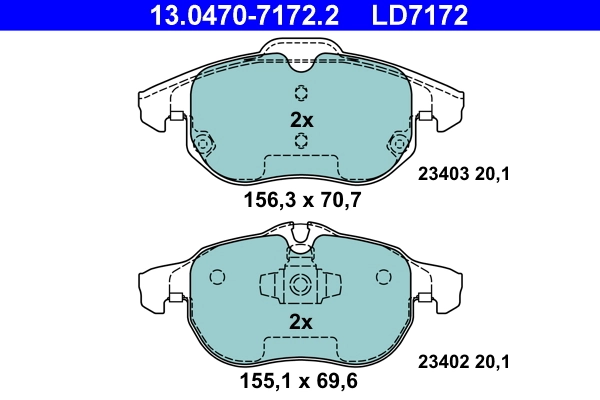 set placute frana,frana disc ATE 13.0470-7172.2 — OPEL VECTRA C (Z02) 2.2 DTI 16V (F69) 2003