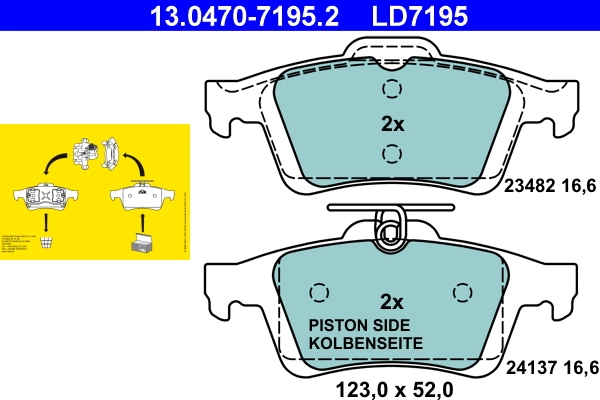 set placute frana,frana disc ATE 13.0470-7195.2 — OPEL VECTRA C (Z02) 2.2 DTI 16V (F69) 2003